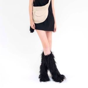 Maison Mihara Yasuhiro long fur boots - black